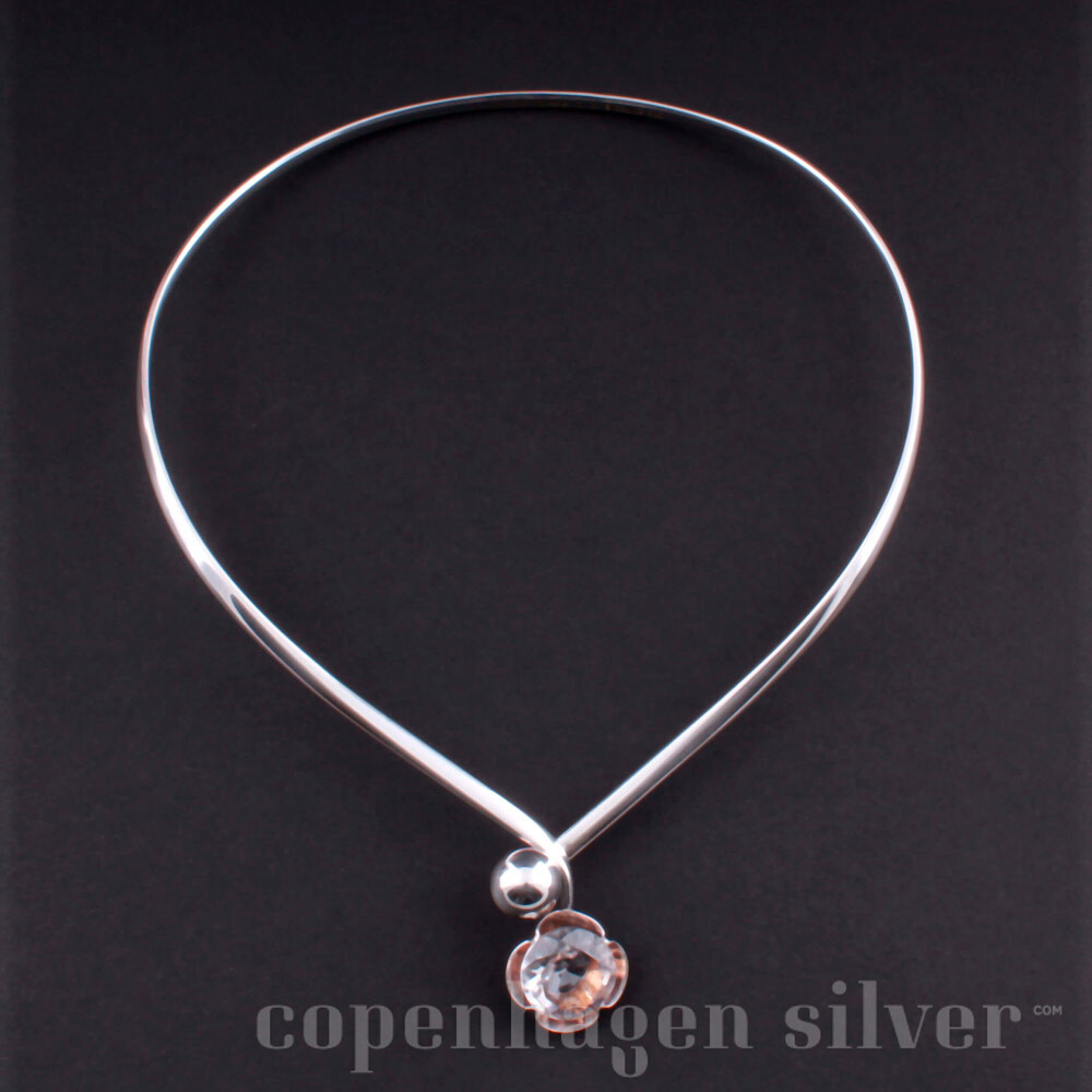 Asbjørn Birkelund Sterling Silver Neck Ring Norway Norwegian Rose quartz |  eBay
