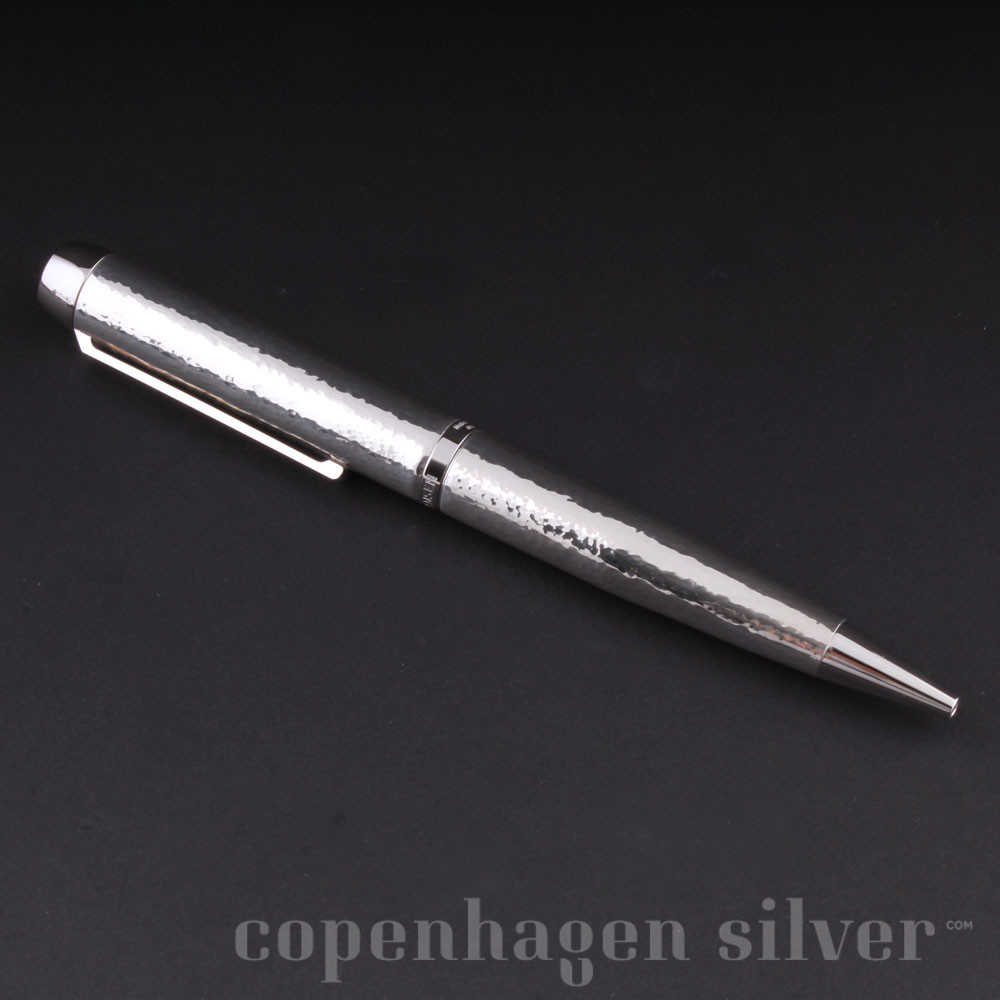 Hancrafted Ballpoint Pen Solid 925 Silver Square Pattern Gold
