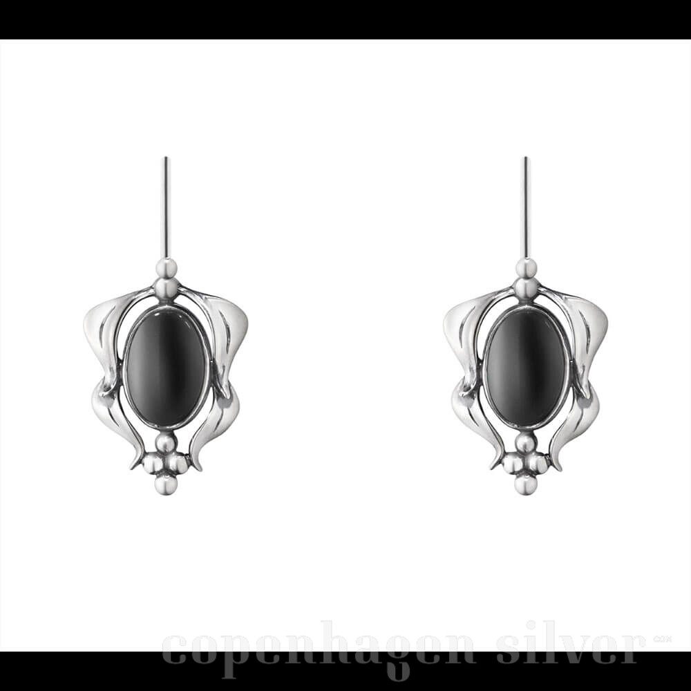 Georg Jensen Georg Jensen Silver Ear Clips w/ Black Agate Heritage 2015 