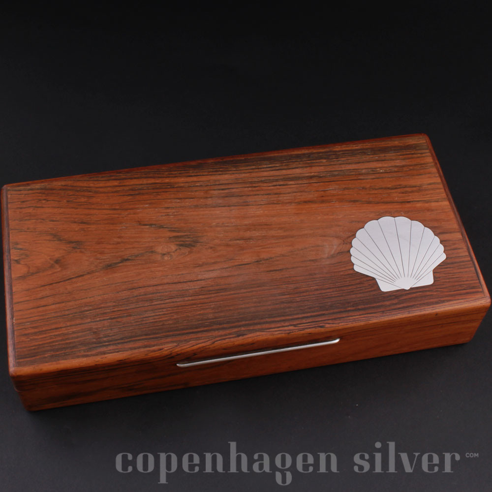 Vintage Rose Wood Box with Silver Inlaid, 