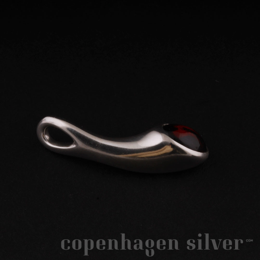 Georg Jensen Sterling Silver Pendant with Garnet # 263 | Copenhagen Silver