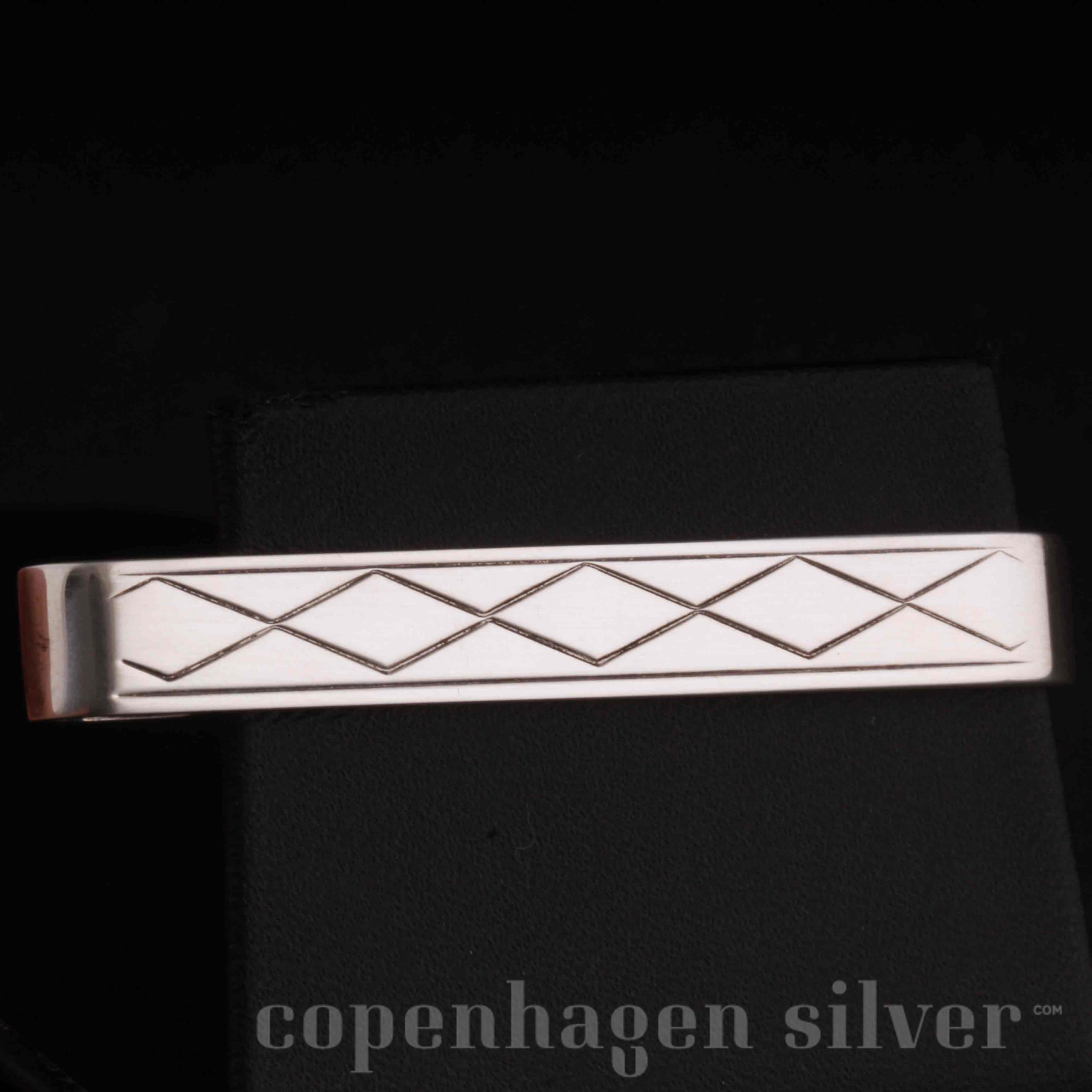 Vintage Sterling Silver Tie Clip with Harlequin Pattern