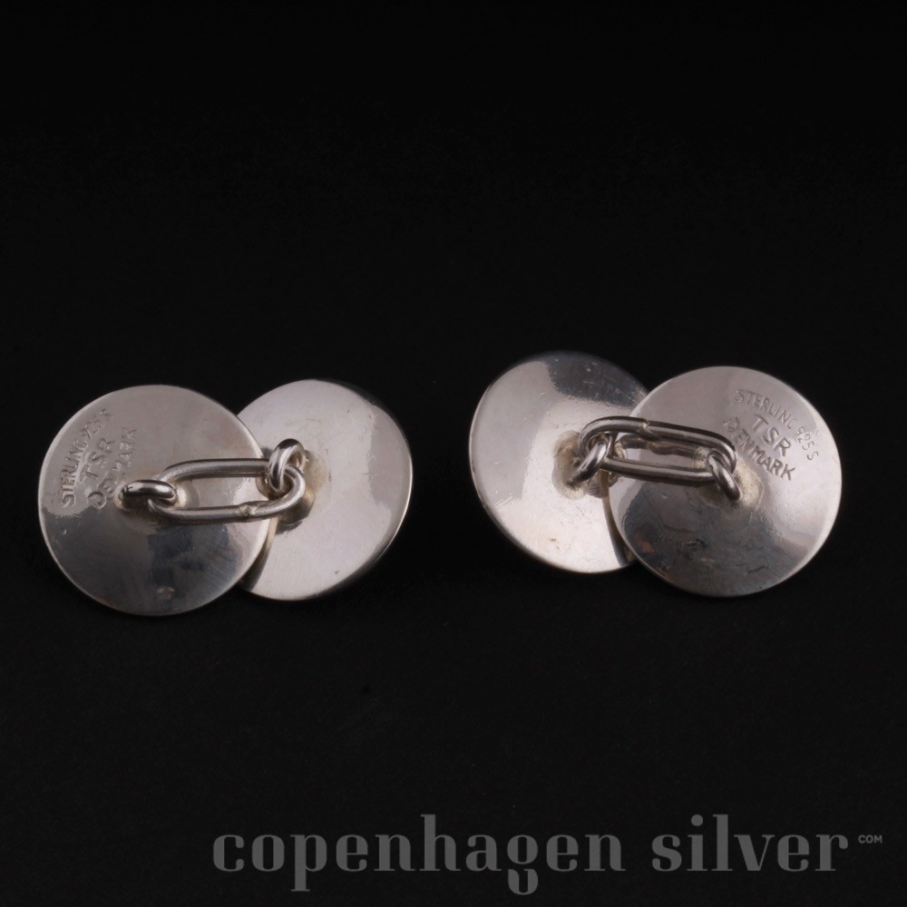 Th. Skat Rørdam Sterling Silver Cufflinks with Yellow Stones / Chain ...