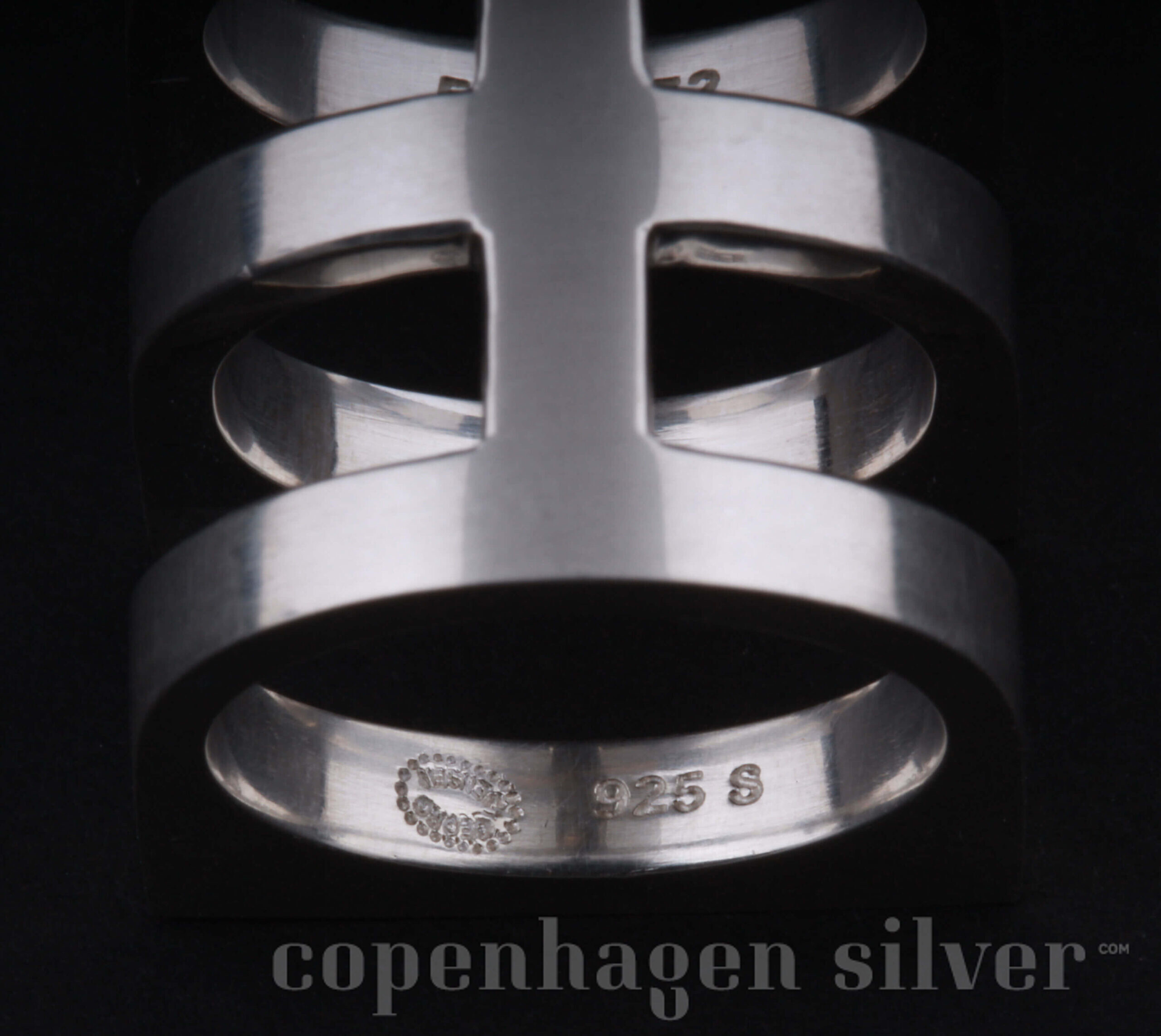 NEW! GJ Silversmithy Georg Jensen Sterling Silver Aria Three Row Ring # 593F