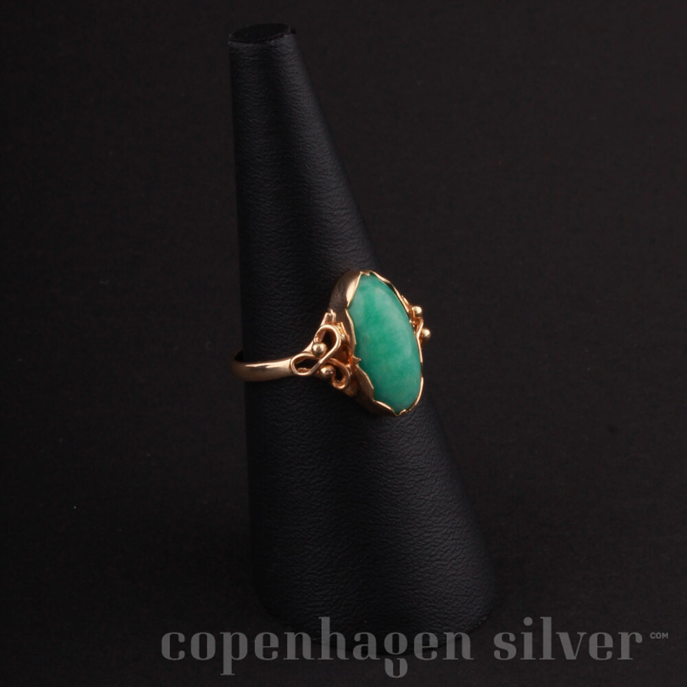 18KT Yellow Gold Antique Emerald Ring - Vintage Jewelry