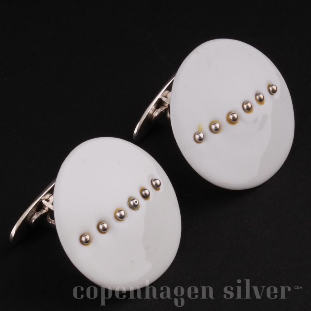 Georg Jensen Georg Jensen x Royal Copenhagen Silver925 Crown White Square Cufflinks #050615 