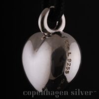 Ole Lynggaard silver heart with black rope necklace. For Sale at 1stDibs